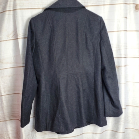 London Fog Collection Charcoal Gray Button Up Wool Pea Coat Jacket Size Medium - Picture 8 of 12